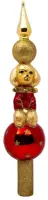 Vondels piek glas hond poedel 26cm rood, goud - afbeelding 1