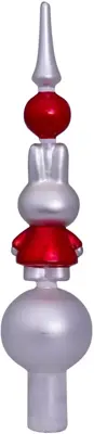 Vondels piek glas nijntje met rode kerstjurk 26cm wit - afbeelding 3