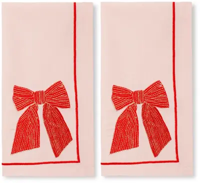 Vondels servet bow 45x45cm soft pink 2 stuks - afbeelding 2