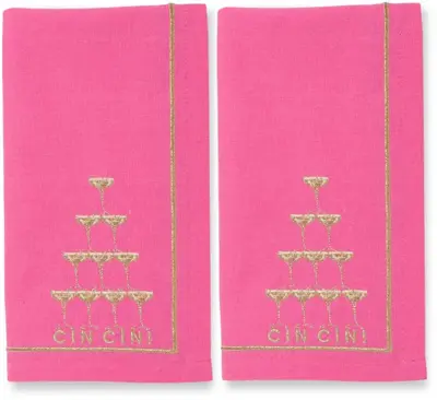 Vondels servet champagne tower 45x45cm roze 2 stuks - afbeelding 5