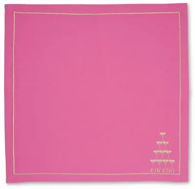 Vondels servet champagne tower 45x45cm roze 2 stuks - afbeelding 3