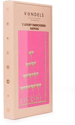 Vondels servet champagne tower 45x45cm roze 2 stuks - afbeelding 1