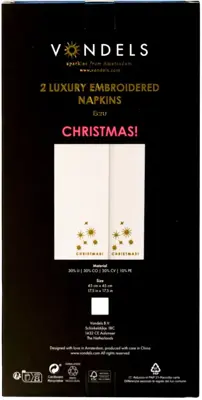 Vondels servet christmas 45x45cm ecru 2 stuks - afbeelding 2