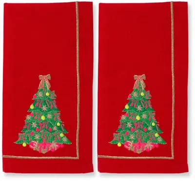 Vondels servet christmas tree 45x45cm rood 2 stuks - afbeelding 5