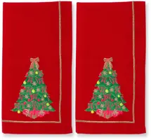 Vondels servet christmas tree 45x45cm rood 2 stuks - afbeelding 5