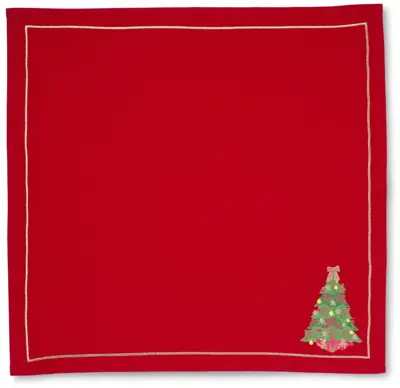 Vondels servet christmas tree 45x45cm rood 2 stuks - afbeelding 3