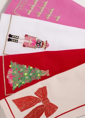 Vondels servet christmas tree 45x45cm rood 2 stuks - afbeelding 4
