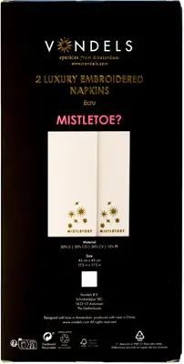 Vondels servet mistletoe 45x45cm ecru 2 stuks - afbeelding 2
