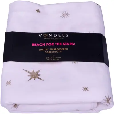 Vondels tafelkleed stars all over 240x140cm ecru - afbeelding 1
