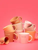 Vondels theekop keramiek hot mama 10x11cm roze  - afbeelding 2