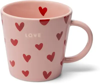 Vondels theekop keramiek love hearts 10x11cm pink  - afbeelding 1