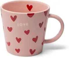 Vondels theekop keramiek love hearts 10x11cm pink  - afbeelding 1