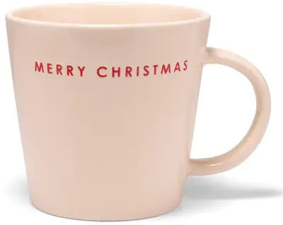 Vondels theekop keramiek merry christmas 10x11cm ecru  - afbeelding 1