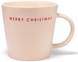 Vondels theekop keramiek merry christmas 10x11cm ecru  - afbeelding 1