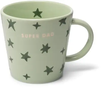 Vondels theekop keramiek super dad stars 10x11cm light green  - afbeelding 1