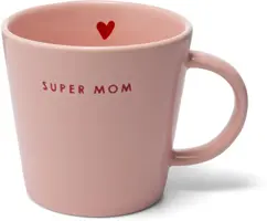 Vondels theekop keramiek super mom 10x11cm pink  - afbeelding 1