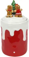 Voorraadpot keramiek kerst 12.5x23cm rood, wit