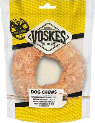 Voskes hond chewing ring rawhide & chicken 12,5cm