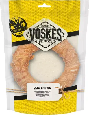 Voskes hondensnack kauwring runderhuid & kip 19cm