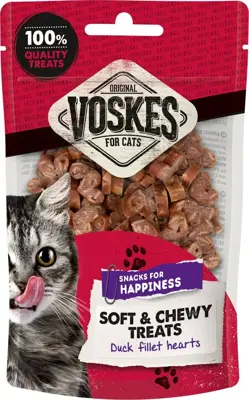 Voskes kattensnack Eendenfilet hartjes 60g