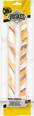 Voskes stick runderhuid, rund & kip 40cm 2st