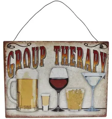 Wandversiering group therapy metaal 20x15 cm