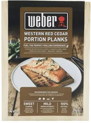 Weber cederhouten portie rookplanken 4 stuks - afbeelding 1