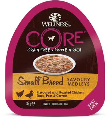 wellness core savoury medleys dog small chkn&duck 85 gr