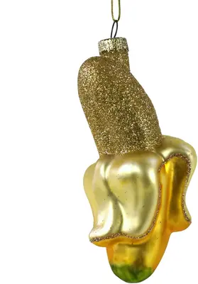 Werner Voss glazen kerst ornament banaan 11cm goud