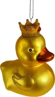 Werner Voss glazen kerst ornament eend met kroon 9cm geel kopen?