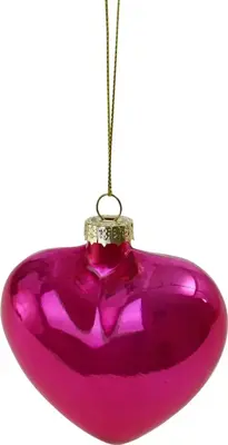 Werner Voss glazen kerst ornament hartje 8cm roze