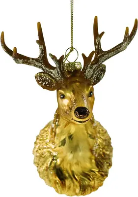 Werner Voss glazen kerst ornament hert 13.5cm goud