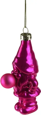 Werner Voss glazen kerst ornament kabouter bob van bubbles 10cm roze 