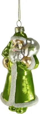 Werner Voss glazen kerst ornament kerstman 13cm groen