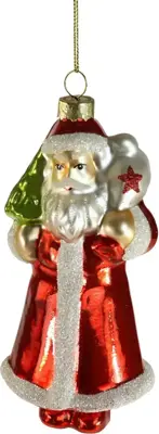 Werner Voss glazen kerst ornament kerstman 13cm rood