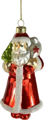 Werner Voss glazen kerst ornament kerstman 13cm rood 