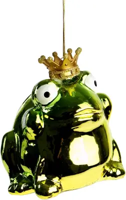 Werner Voss glazen kerst ornament kikker prins 10.5cm groen