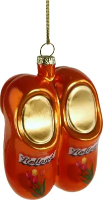 Werner Voss glazen kerst ornament klompen 8cm oranje