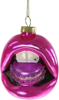 Werner Voss glazen kerst ornament macaron lippen 7cm roze