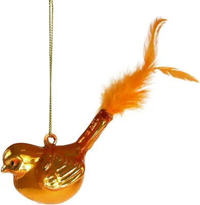 Werner Voss glazen kerst ornament vogel 8cm oranje 