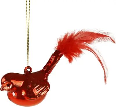 Werner Voss glazen kerst ornament vogel 8cm rood 