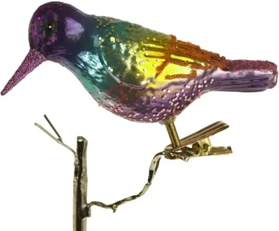 Werner Voss glazen kerst ornament vogel bronsstaartsaffierkolibrie 10cm multi