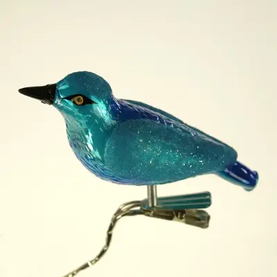 Werner Voss glazen kerst ornament vogel groenstaartglansspreeuw 10cm blauw