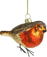 Werner Voss glazen kerst ornament vogel roodborst 10cm oranje