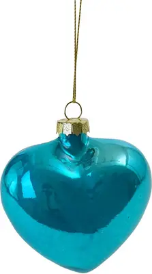 Werner Voss glazen kerstbal hartje 8cm blauw 
