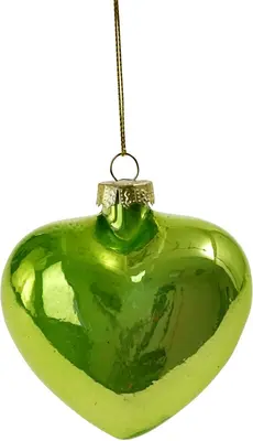 Werner Voss glazen kerstbal hartje 8cm groen 