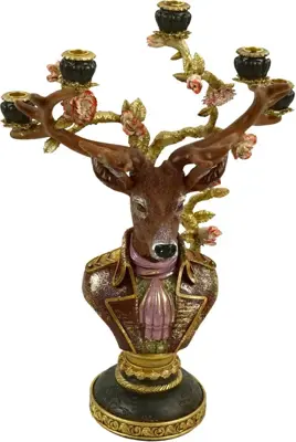 Werner Voss kandelaar polyresin hert 44x24x64cm multi
