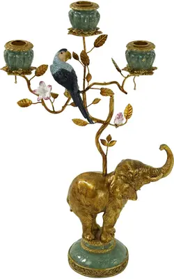 Werner Voss kandelaar polyresin olifant 28x11x46.5cm multi