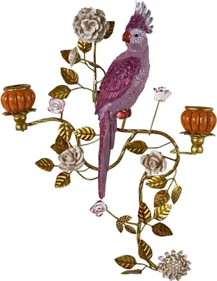 Werner Voss kandelaar polyresin papegaai 41x12x55cm multi