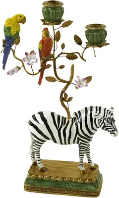 Werner Voss kandelaar polyresin zebra 27x9x45cm multi